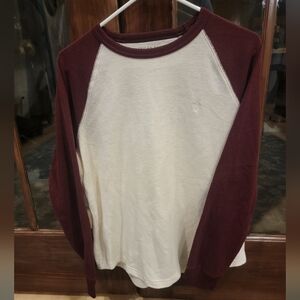 Burgundy and Cream Long Sleeve Shirt